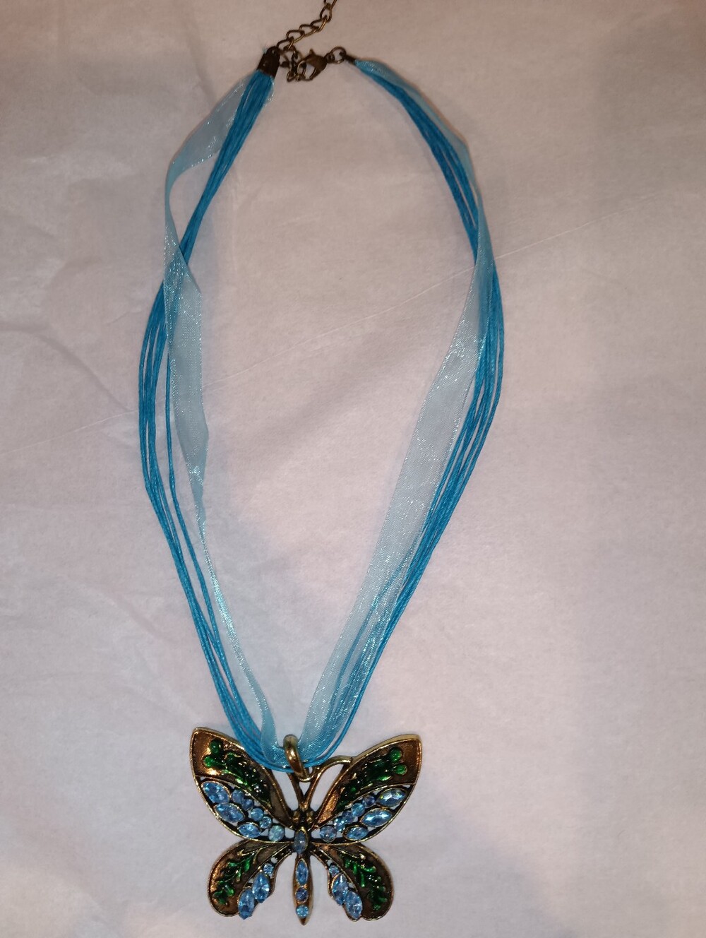 Blue Butterfly Crystal Pendant Necklace - Unbranded High Quality Well Made
